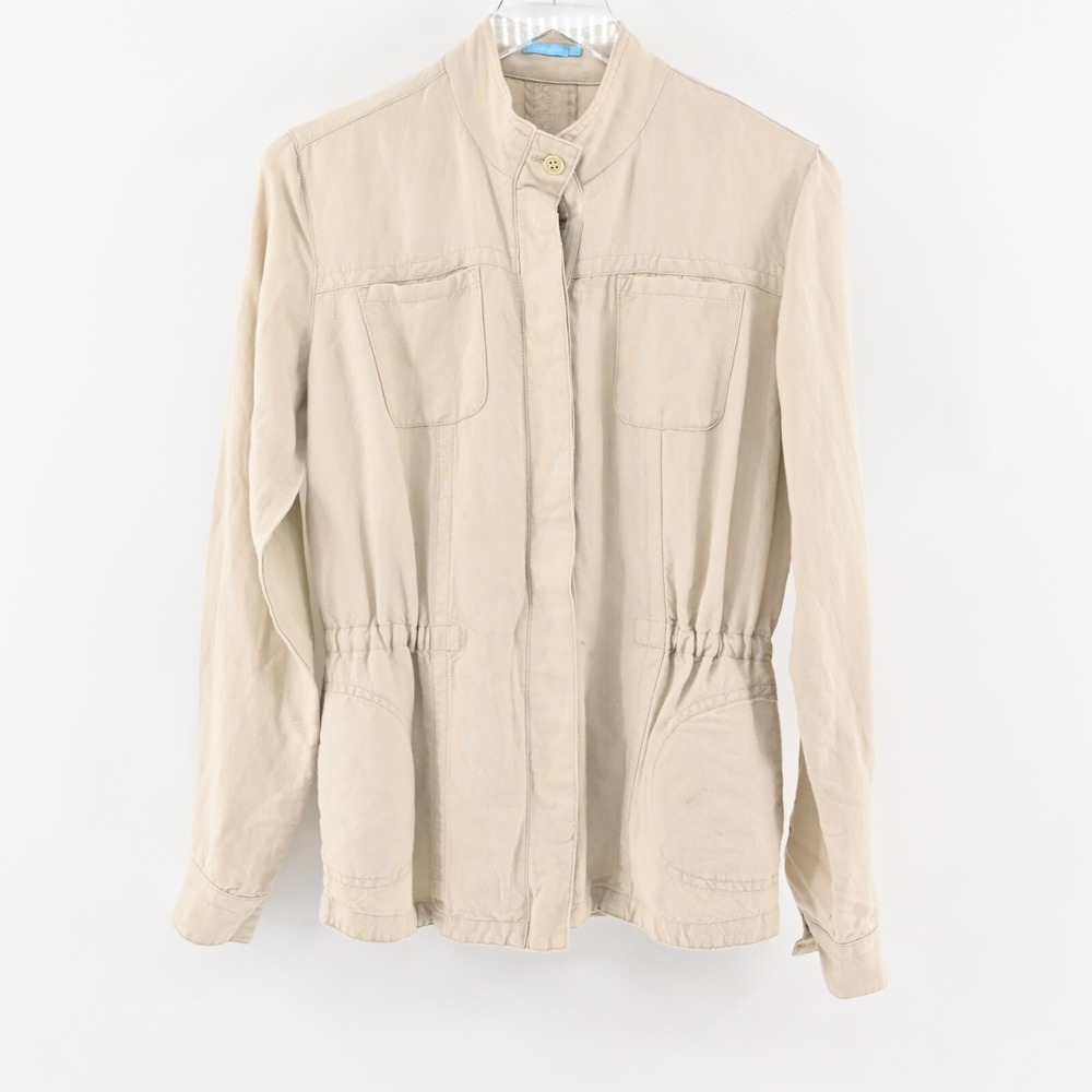 J MCLAUGHLIN Jacket Womens Size XS Beige Linen Blend Vista‎ Utilitarian Cinch